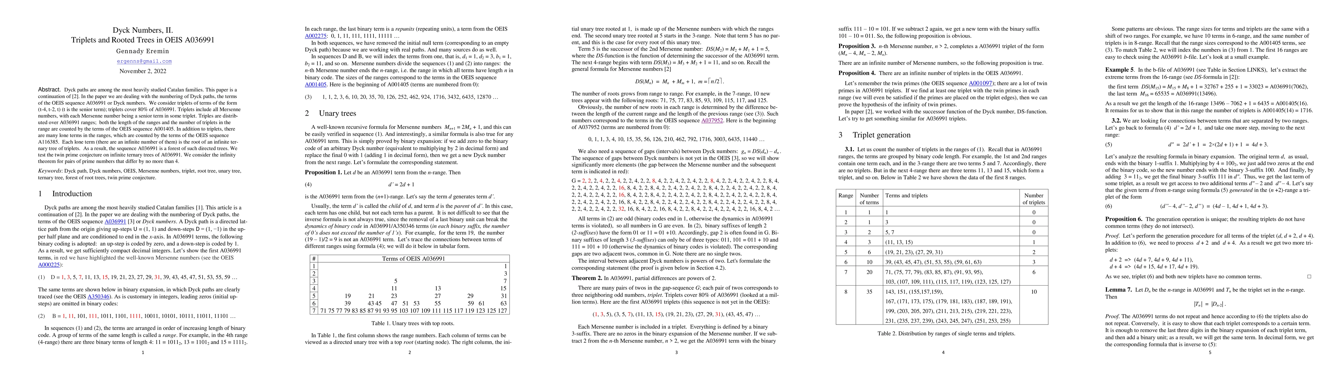 Thumbnail for Dyck Numbers, II. Triplets and Rooted Trees in OEIS A036991