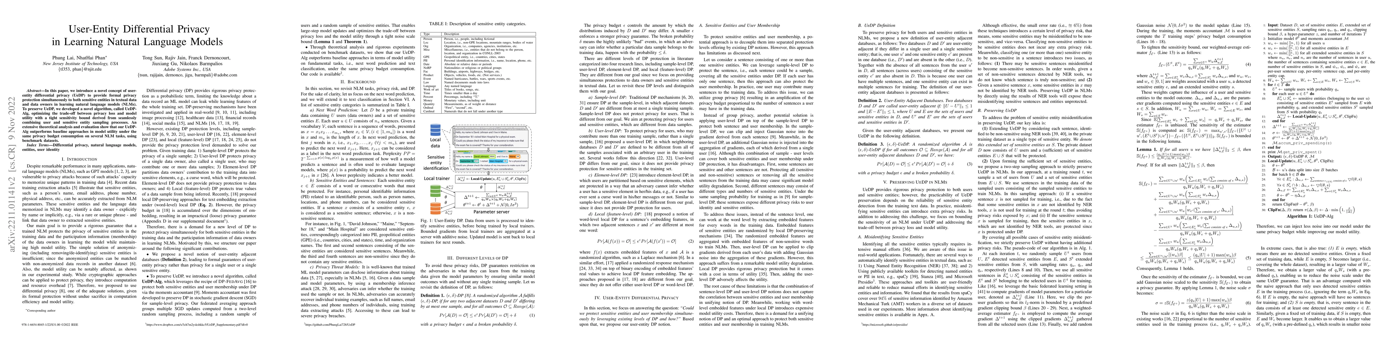 Thumbnail for User-Entity Differential Privacy in Learning Natural Language Models