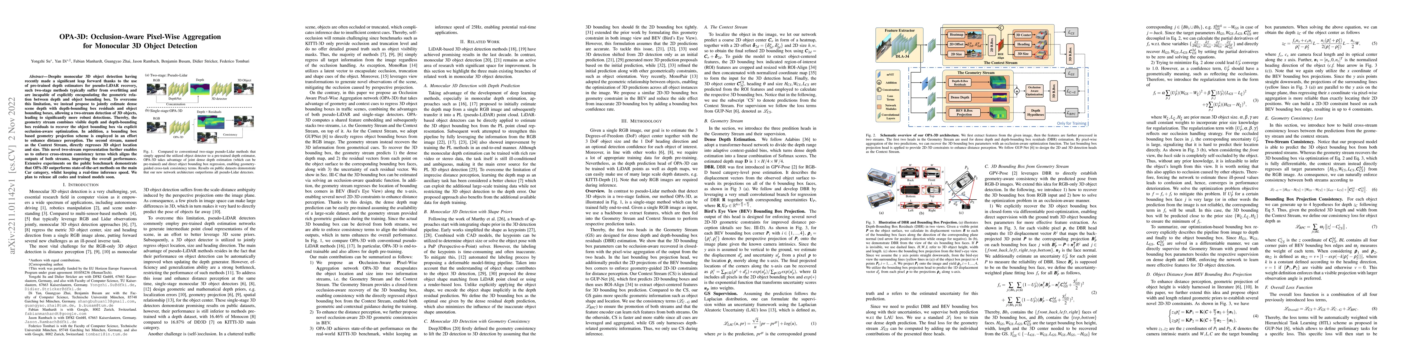 Thumbnail for OPA-3D: Occlusion-Aware Pixel-Wise Aggregation for Monocular 3D Object
  Detection