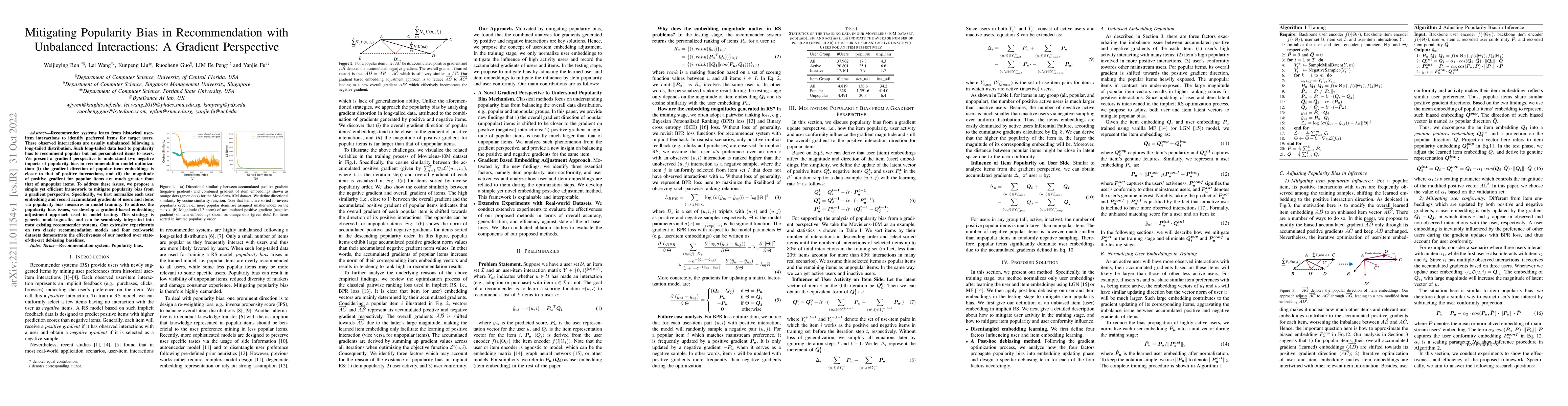 Thumbnail for Mitigating Popularity Bias in Recommendation with Unbalanced
  Interactions: A Gradient Perspective