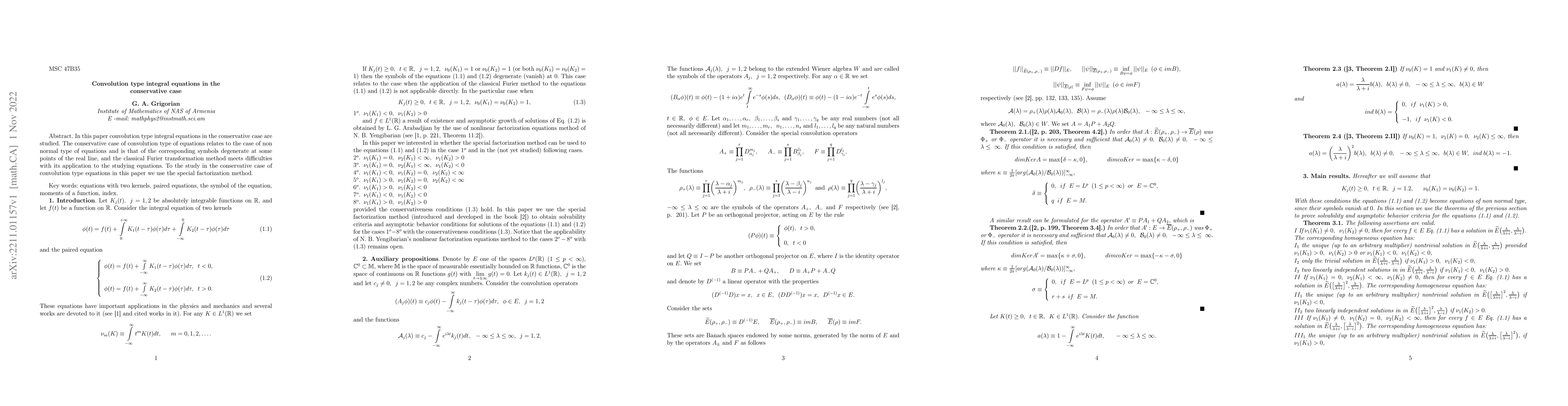 Thumbnail for Convolution type integral equations in the conservative case