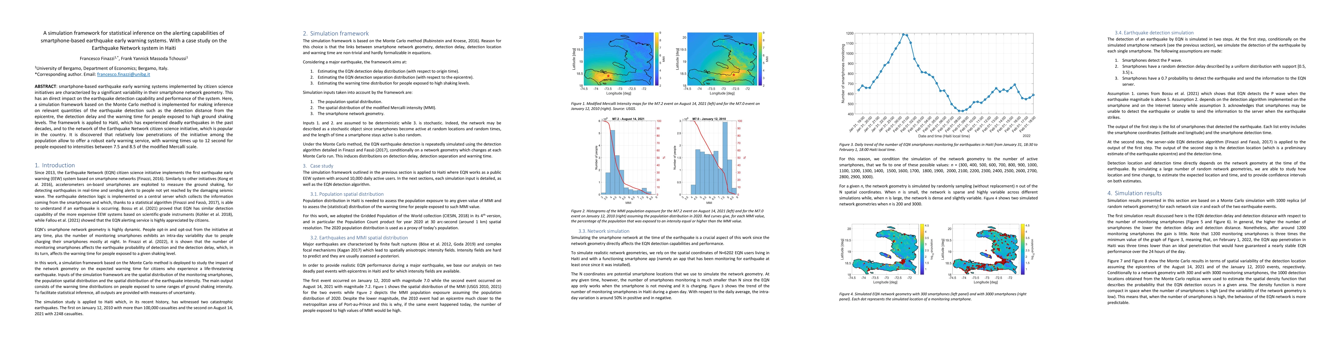 Thumbnail for A simulation framework for statistical inference on the alerting
  capabilities of smartphone-based earthquake early warning systems. With a
  case study on the Earthquake Network system in Haiti
