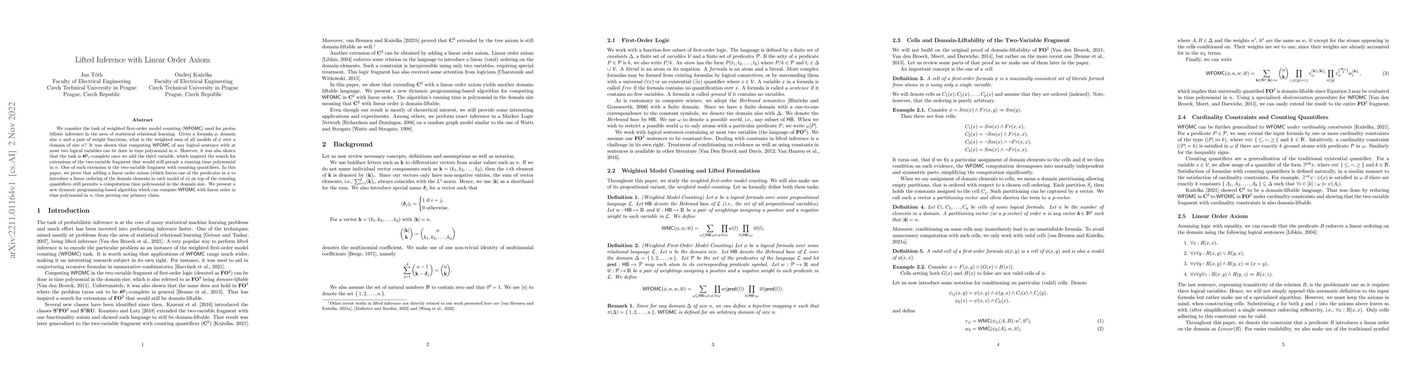 Thumbnail for Lifted Inference with Linear Order Axiom
