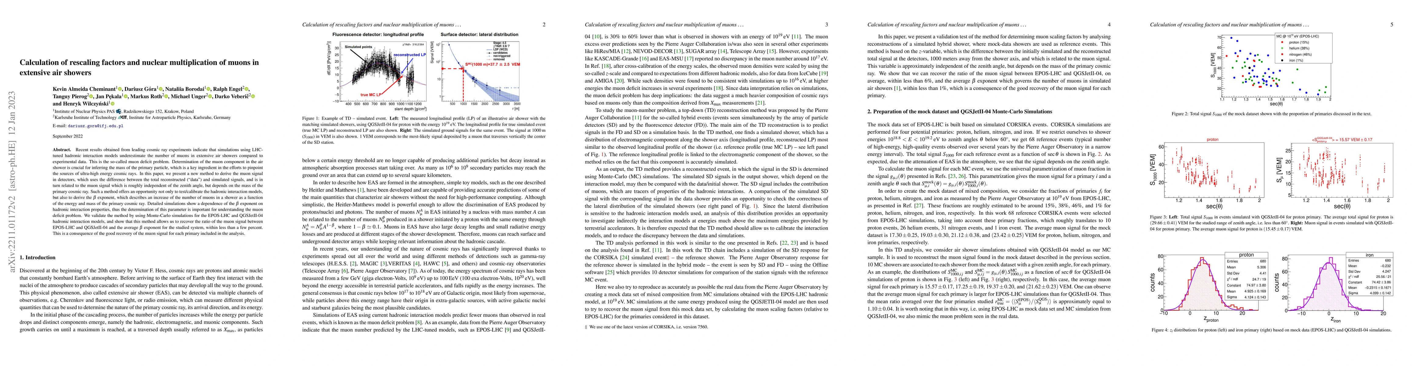 Thumbnail for Calculation of rescaling factors and nuclear multiplication of muons in
  extensive air showers