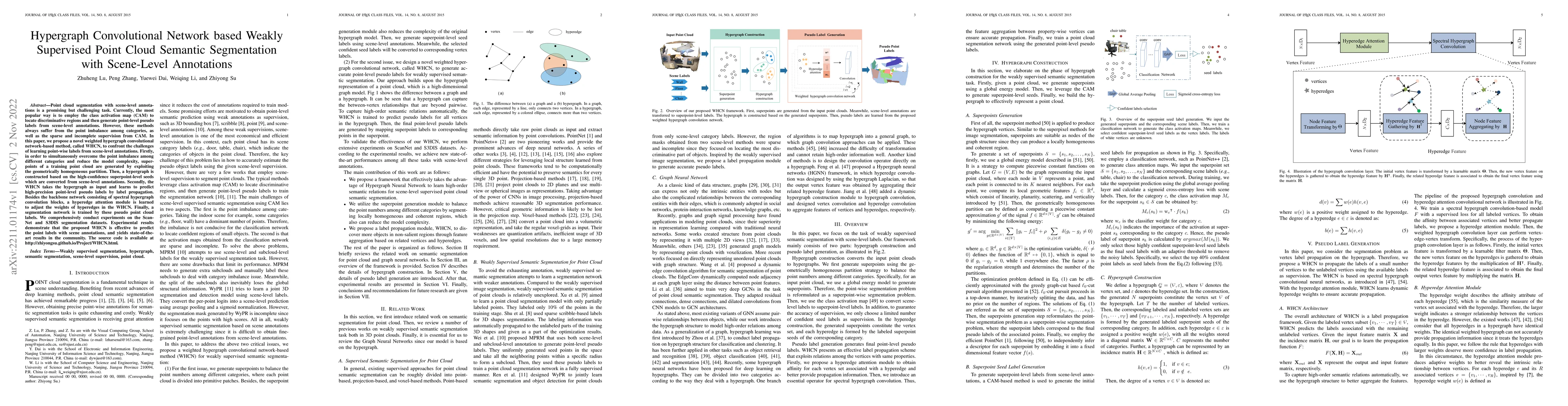 Thumbnail for Hypergraph Convolutional Network based Weakly Supervised Point Cloud
  Semantic Segmentation with Scene-Level Annotations