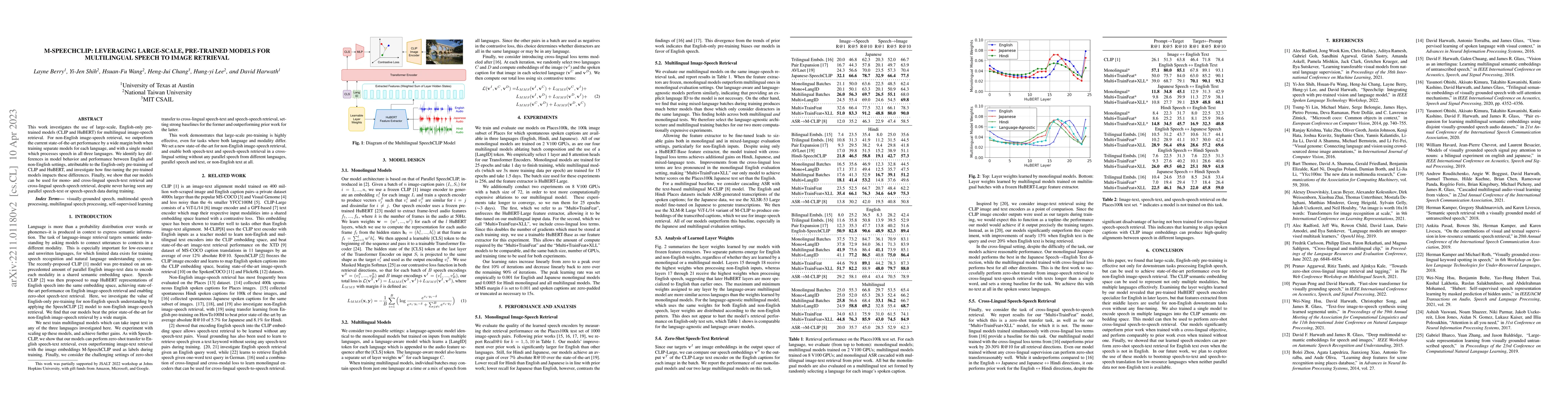 Thumbnail for M-SpeechCLIP: Leveraging Large-Scale, Pre-Trained Models for
  Multilingual Speech to Image Retrieval