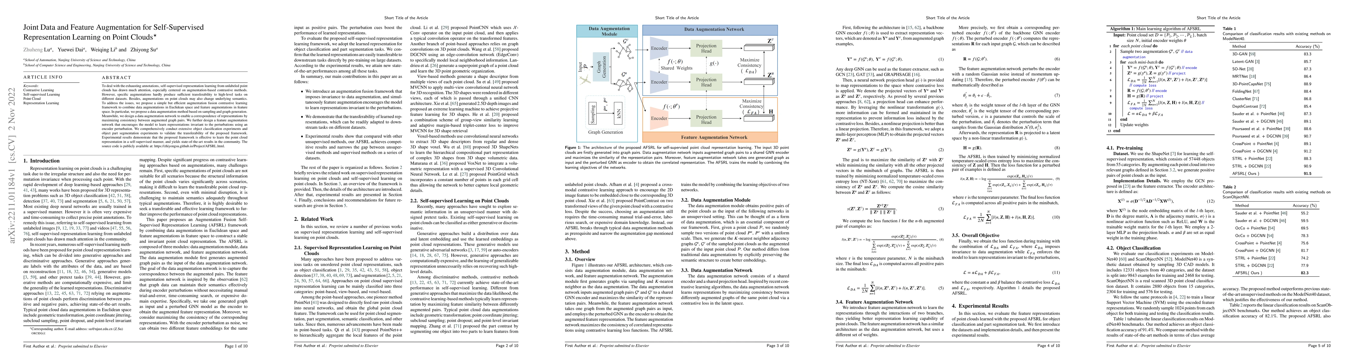Thumbnail for Joint Data and Feature Augmentation for Self-Supervised Representation
  Learning on Point Clouds