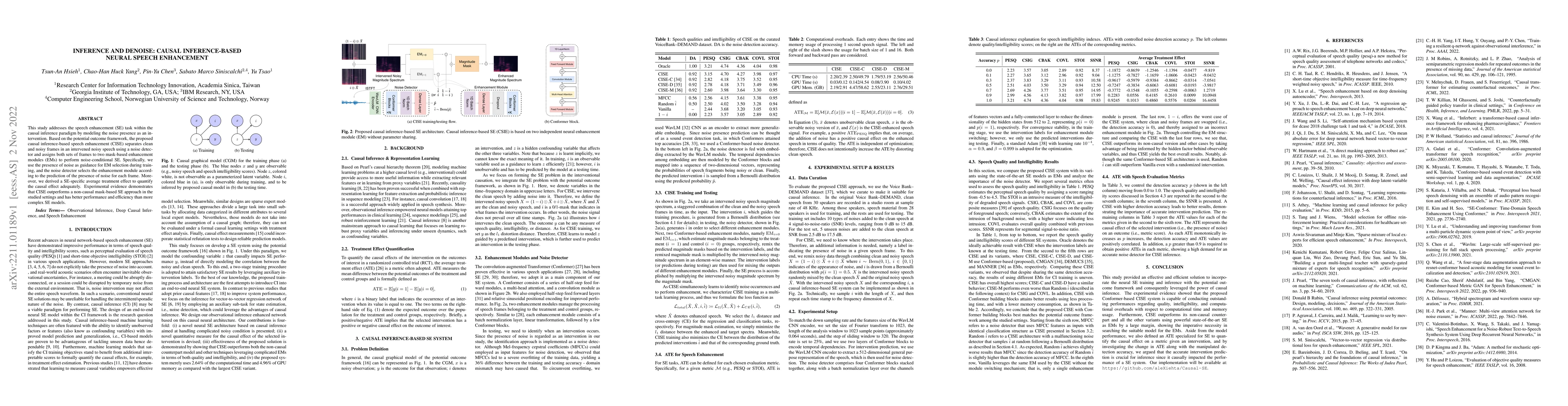 Thumbnail for Inference and Denoise: Causal Inference-based Neural Speech Enhancement