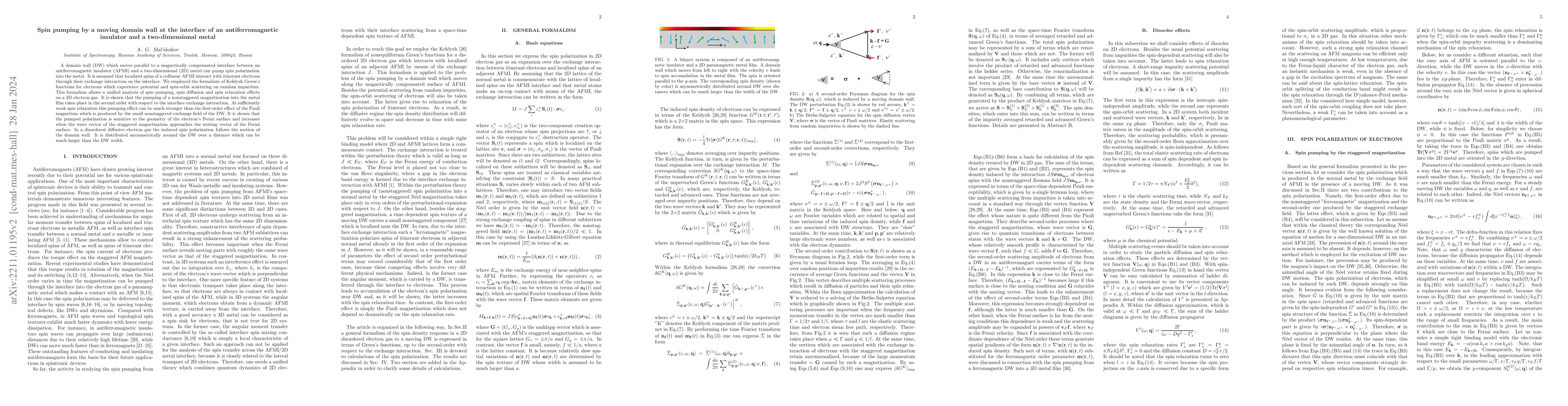 Thumbnail for Spin pumping by a moving domain wall at the interface of an
  antiferromagnetic insulator and a two-dimensional metal