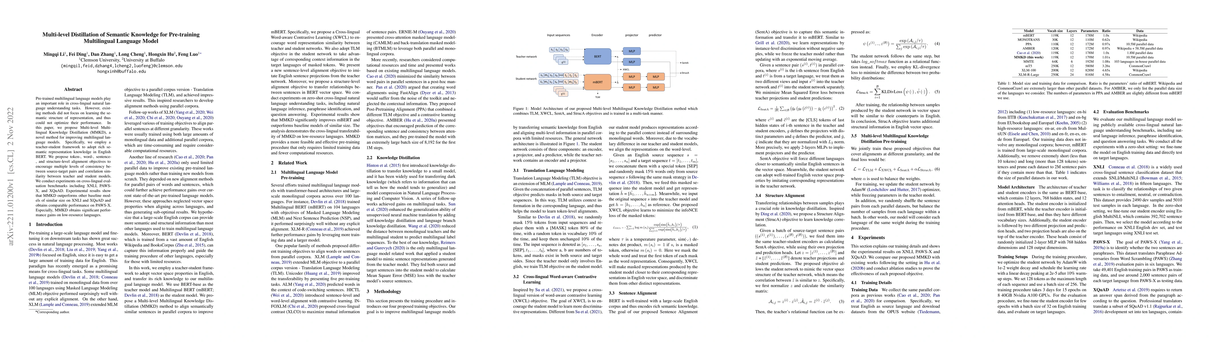 Thumbnail for Multi-level Distillation of Semantic Knowledge for Pre-training
  Multilingual Language Model