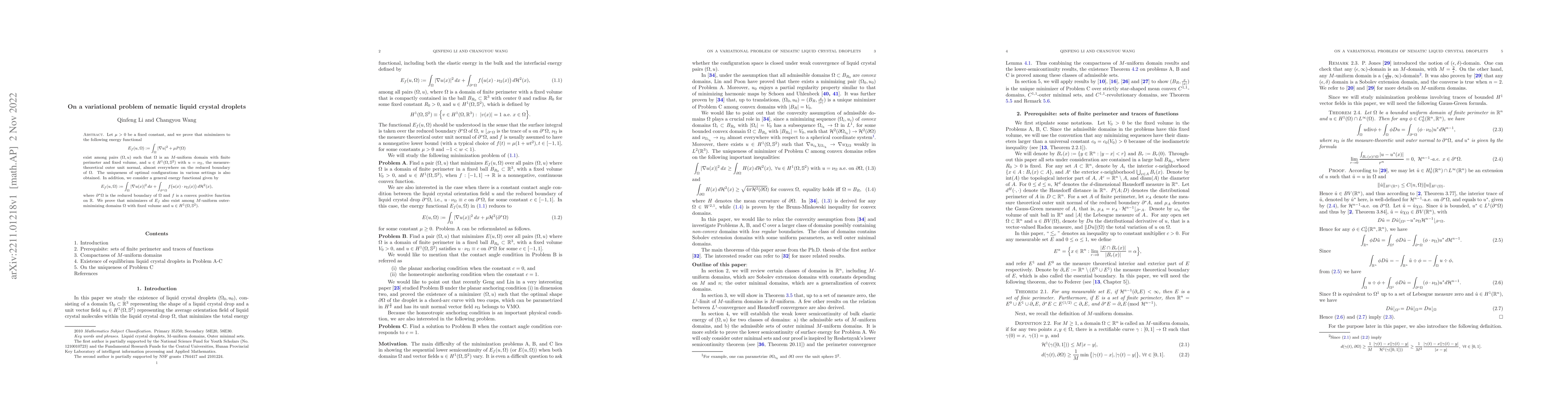 Thumbnail for On a variational problem of nematic liquid crystal droplets