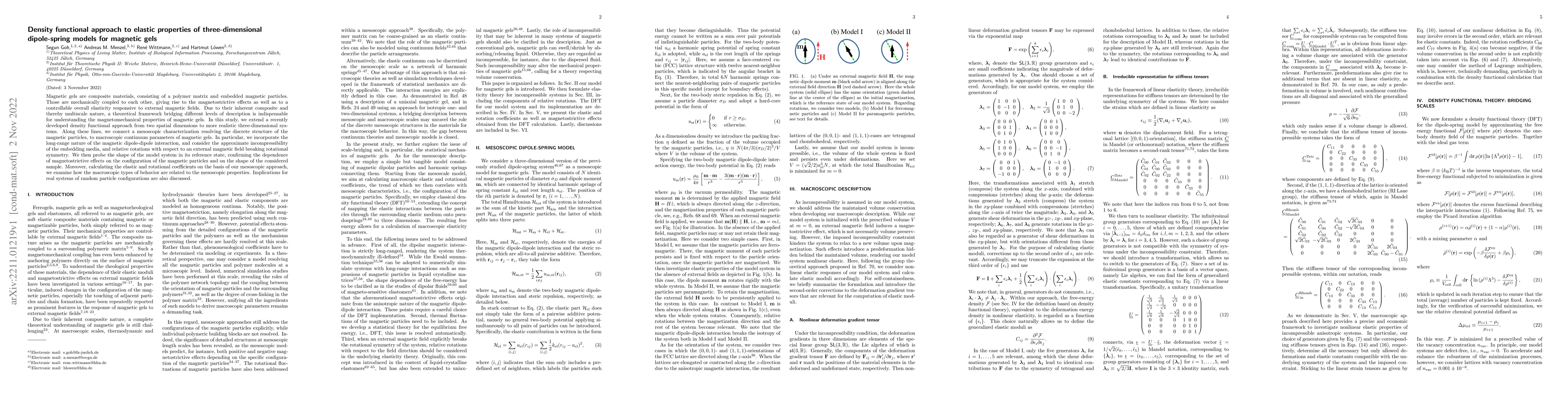 Thumbnail for Density functional approach to elastic properties of three-dimensional
  dipole-spring models for magnetic gels