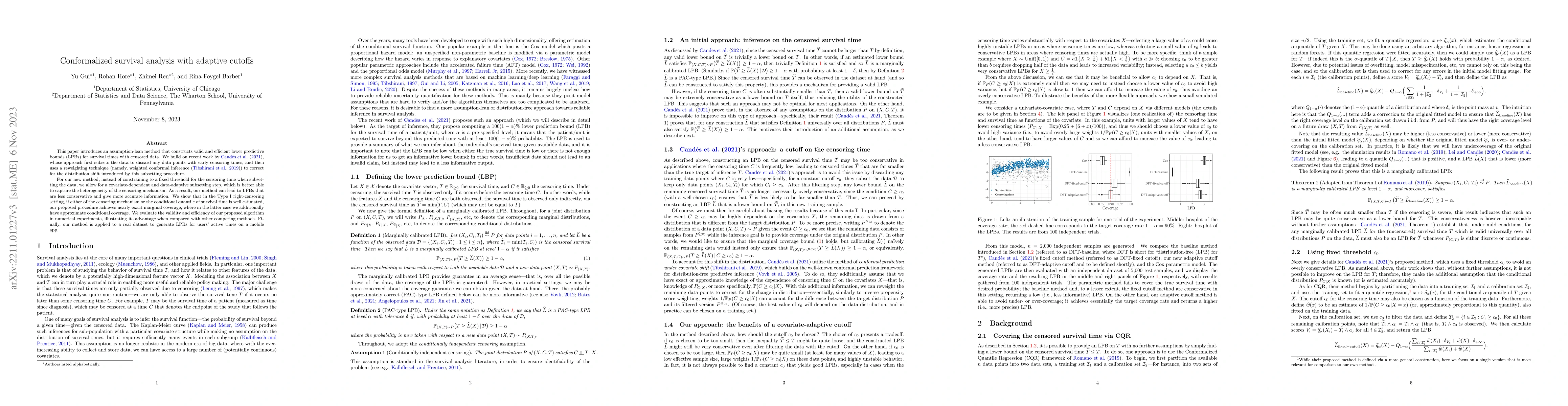 Thumbnail for Conformalized survival analysis with adaptive cutoffs
