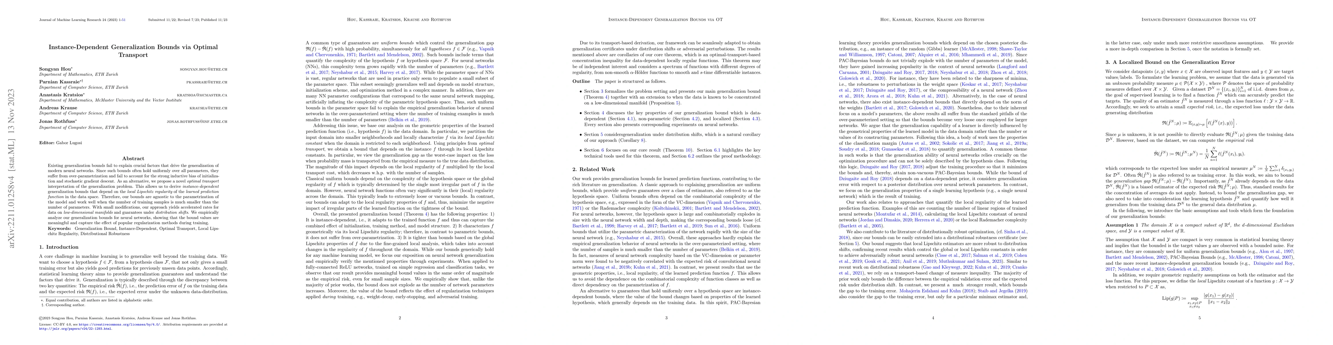 Thumbnail for Instance-Dependent Generalization Bounds via Optimal Transport