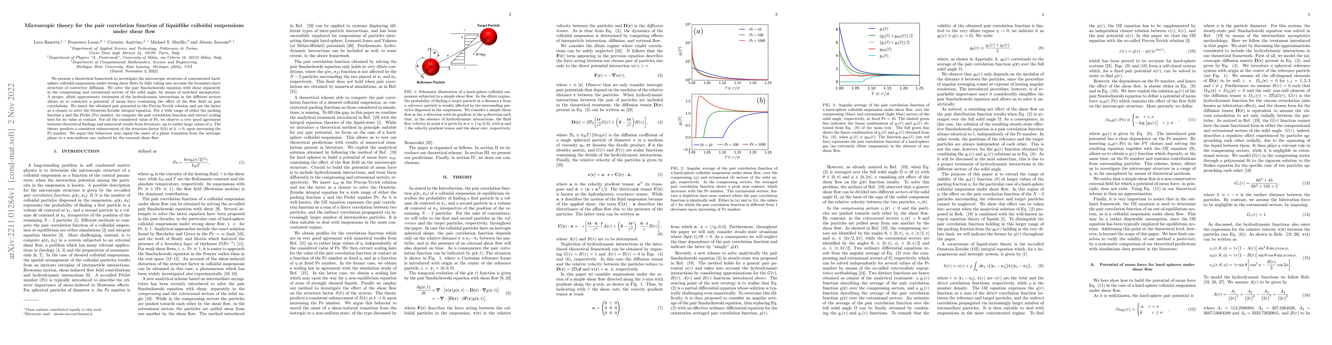 Thumbnail for Microscopic theory for the pair correlation function of liquidlike
  colloidal suspensions under shear flow