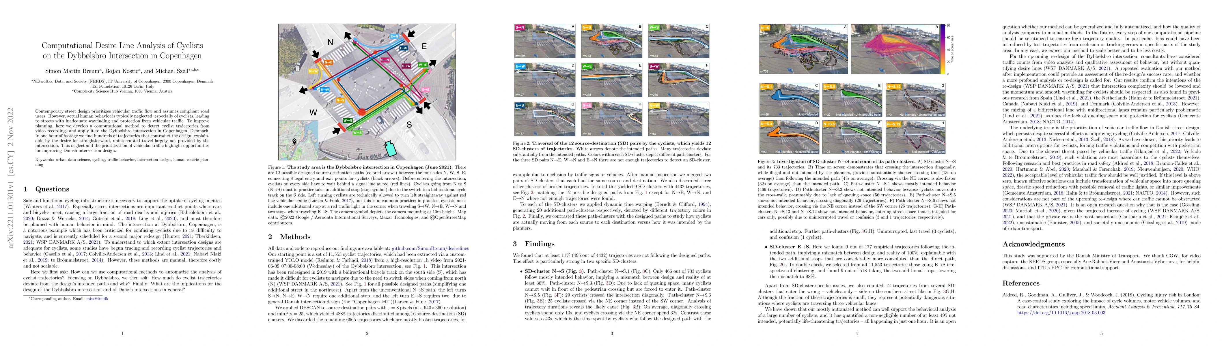 Thumbnail for Computational Desire Line Analysis of Cyclists on the Dybb{\o}lsbro
  Intersection in Copenhagen