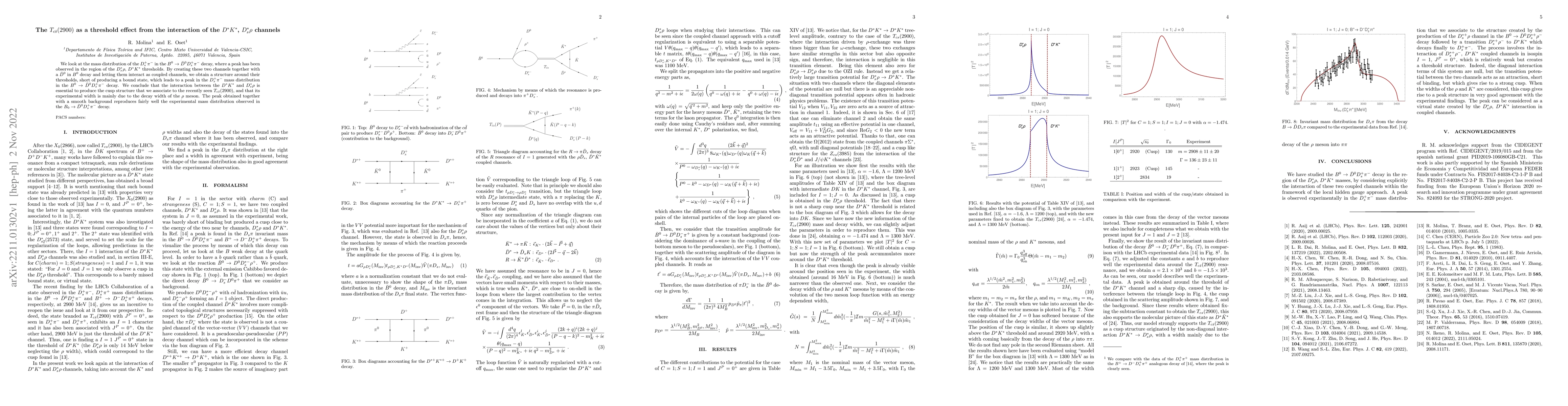 Thumbnail for The $T_{c\bar{s}}(2900)$ as a threshold effect from the interaction of
  the $D^*K^*$, $D^*_sρ$ channels