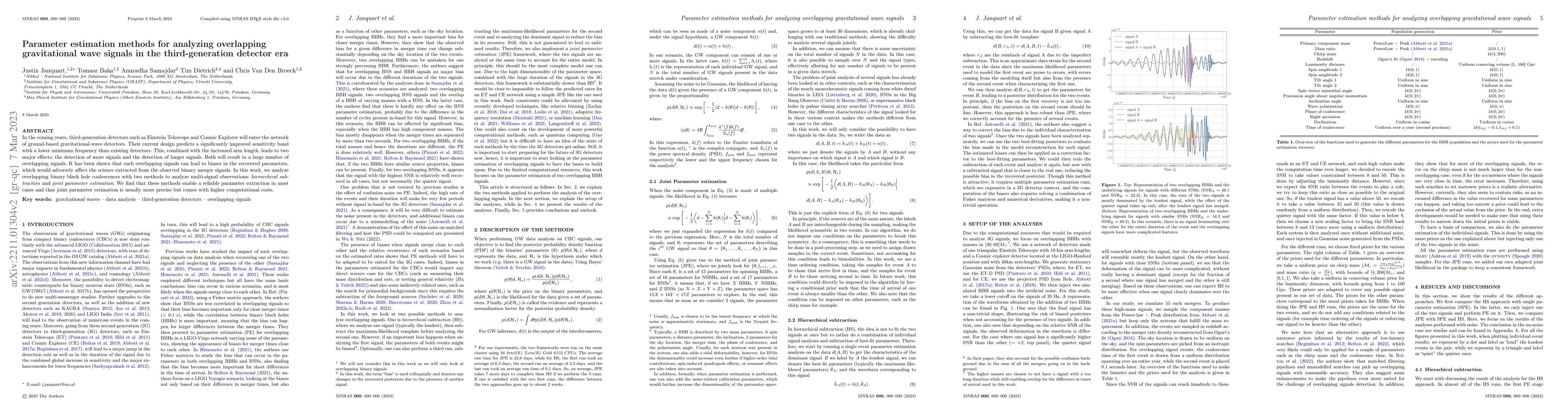 Thumbnail for Parameter estimation methods for analyzing overlapping gravitational
  wave signals in the third-generation detector era
