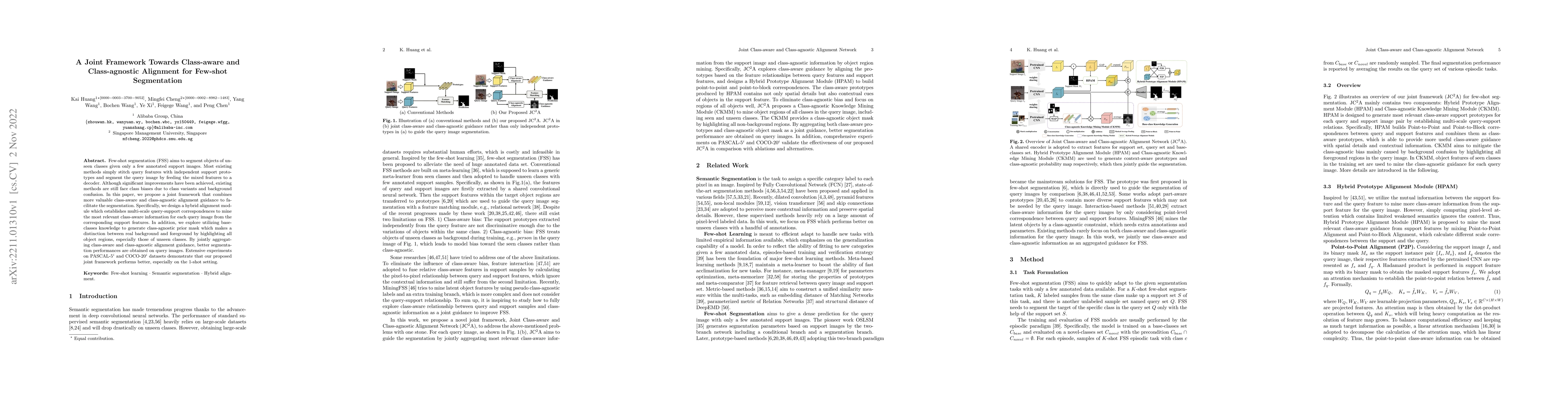 Thumbnail for A Joint Framework Towards Class-aware and Class-agnostic Alignment for
  Few-shot Segmentation