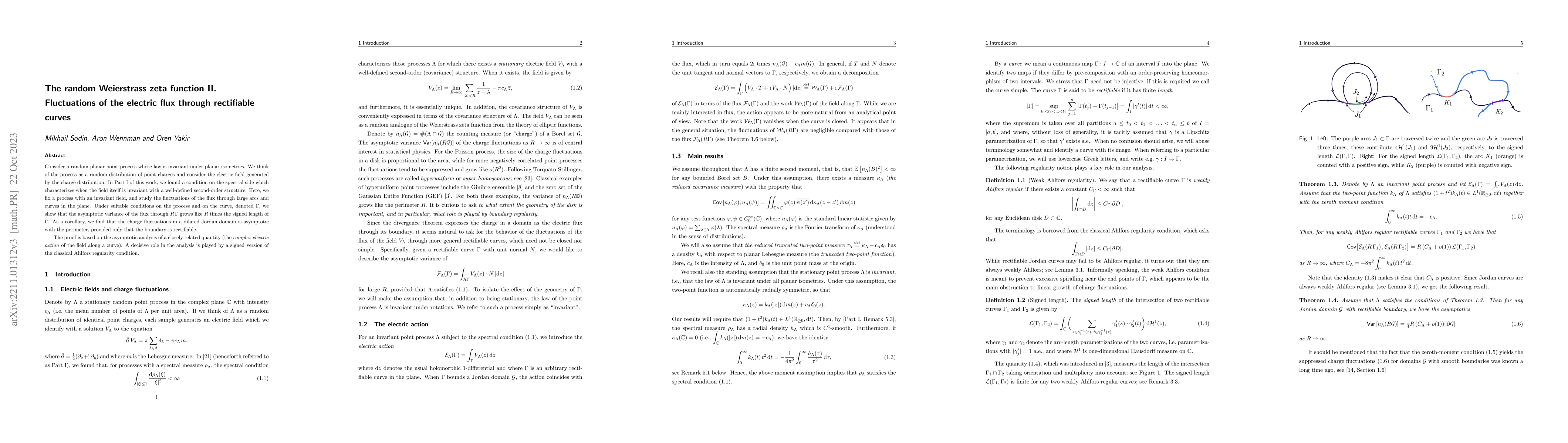 Thumbnail for The random Weierstrass zeta function II. Fluctuations of the electric
  flux through rectifiable curves