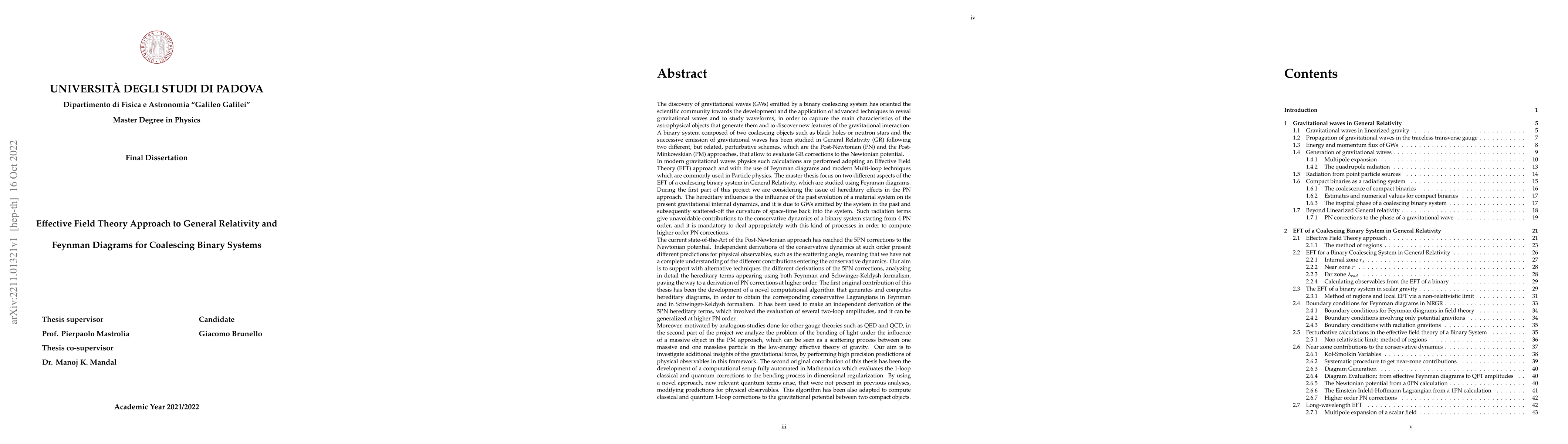 Thumbnail for Effective Field Theory Approach to General Relativity and Feynman
  Diagrams for Coalescing Binary Systems