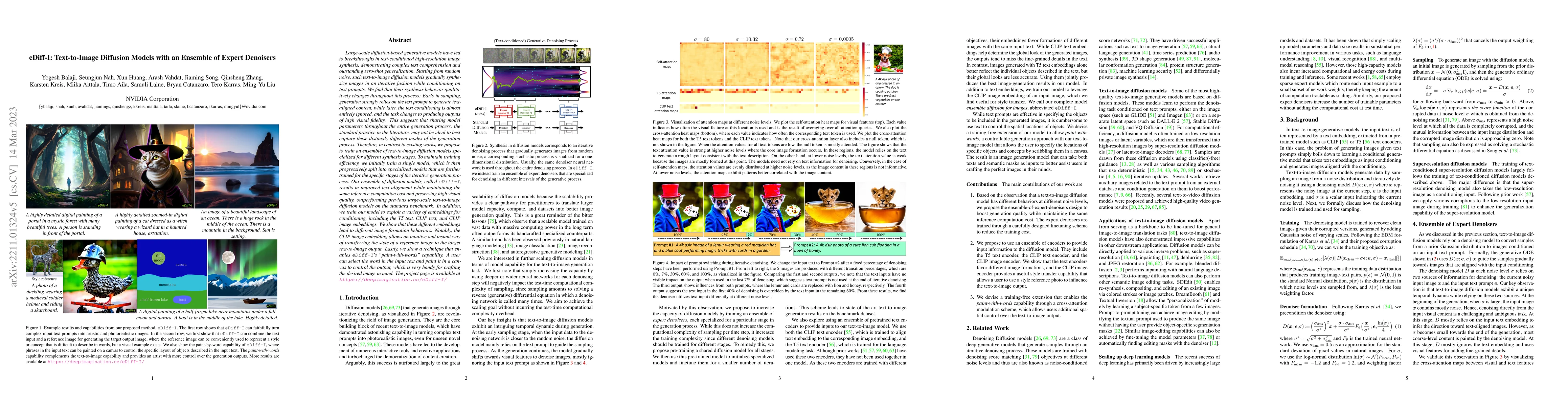 Thumbnail for eDiff-I: Text-to-Image Diffusion Models with an Ensemble of Expert
  Denoisers