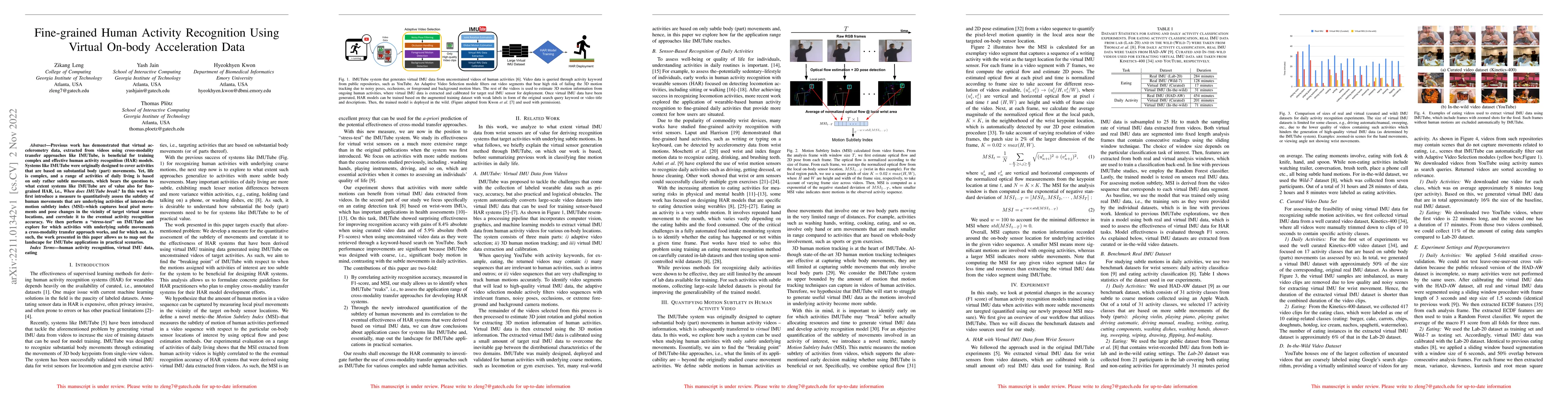 Thumbnail for Fine-grained Human Activity Recognition Using Virtual On-body
  Acceleration Data