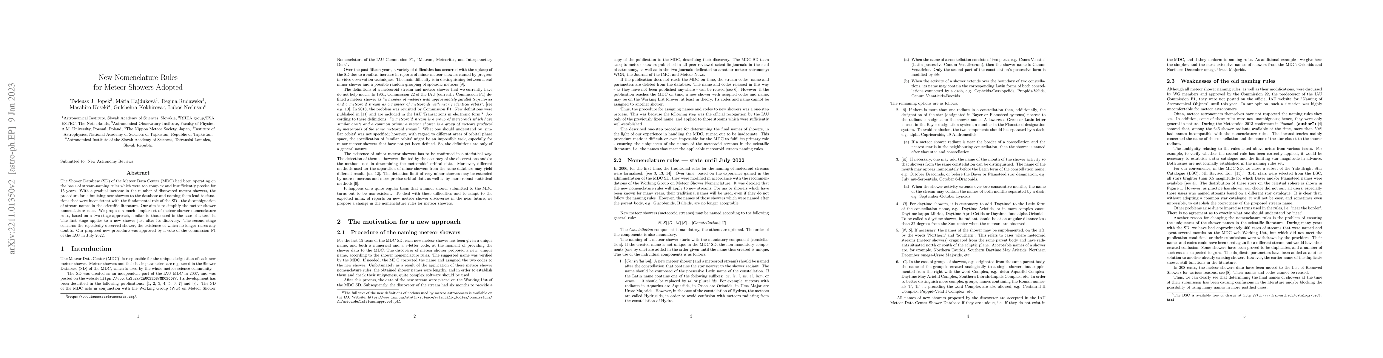 Thumbnail for New Nomenclature Rules for Meteor Showers Adopted