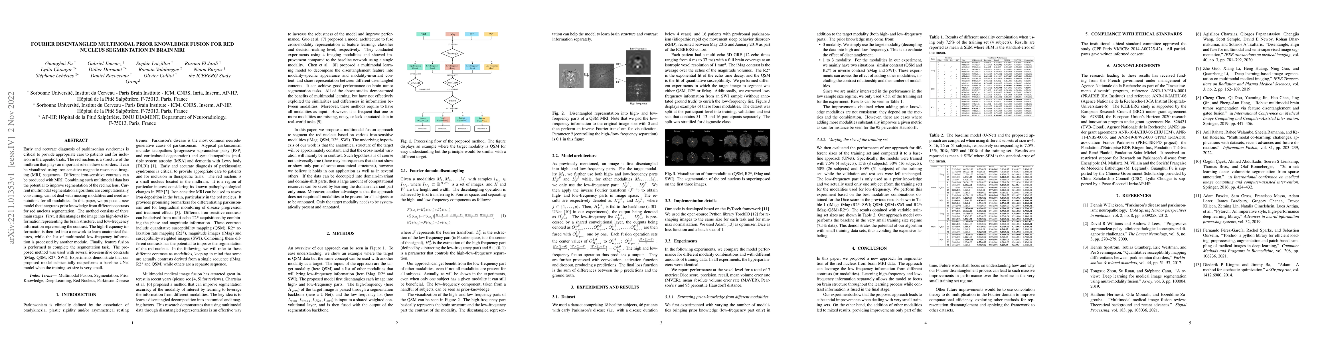 Thumbnail for Fourier Disentangled Multimodal Prior Knowledge Fusion for Red Nucleus
  Segmentation in Brain MRI