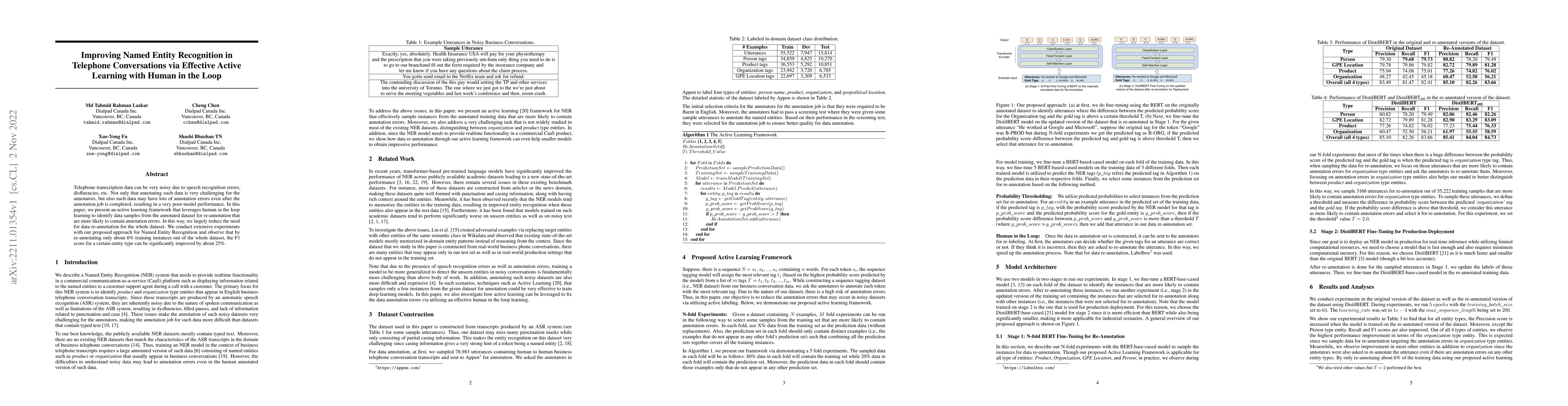 Thumbnail for Improving Named Entity Recognition in Telephone Conversations via
  Effective Active Learning with Human in the Loop
