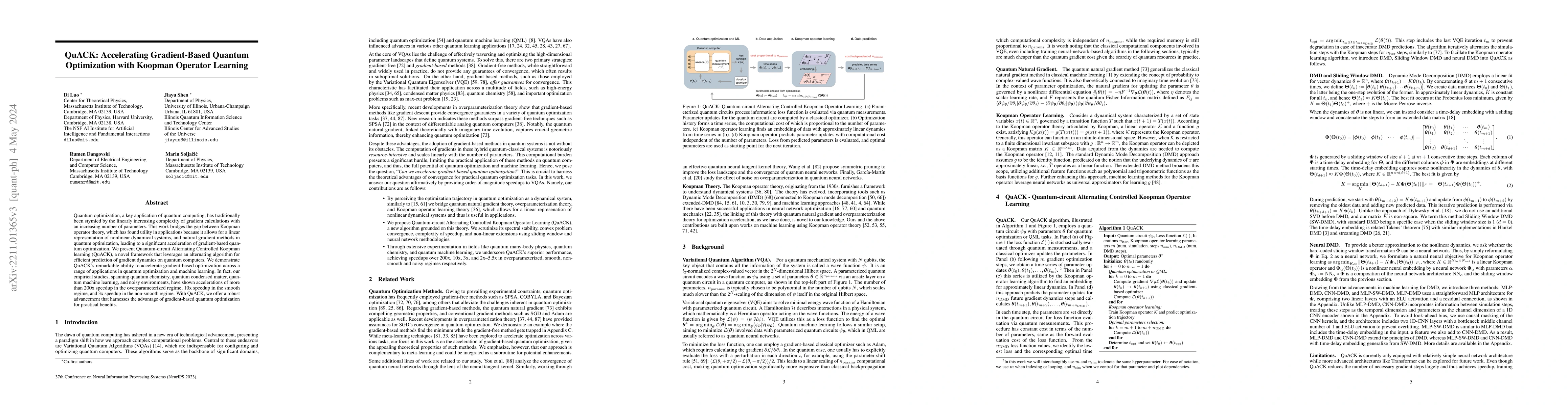 Thumbnail for QuACK: Accelerating Gradient-Based Quantum Optimization with Koopman
  Operator Learning