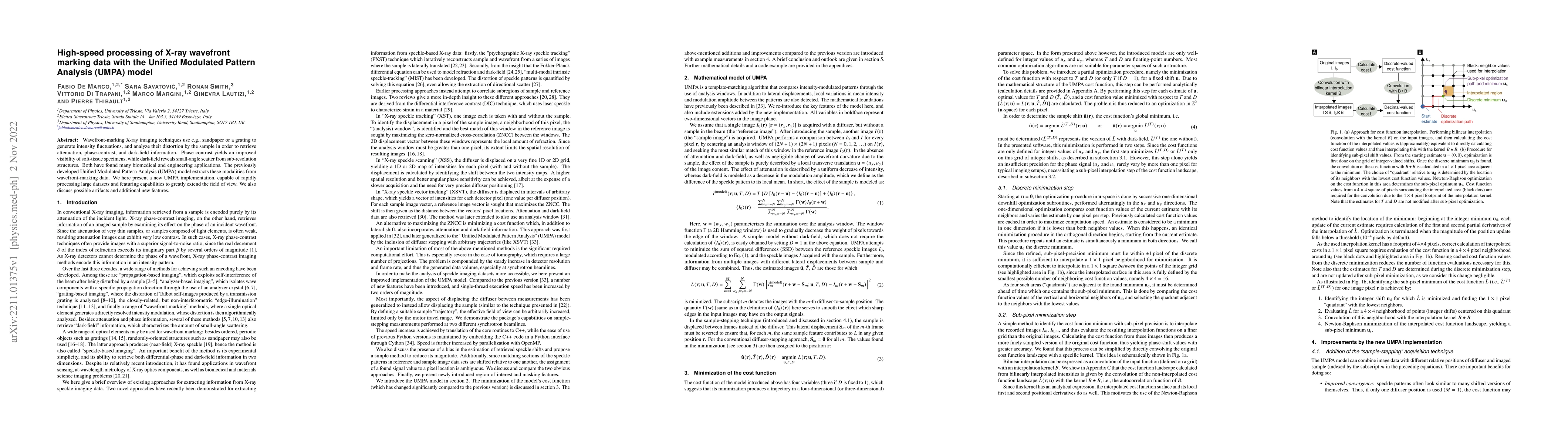 Thumbnail for High-speed processing of X-ray wavefront marking data with the Unified
  Modulated Pattern Analysis (UMPA) model