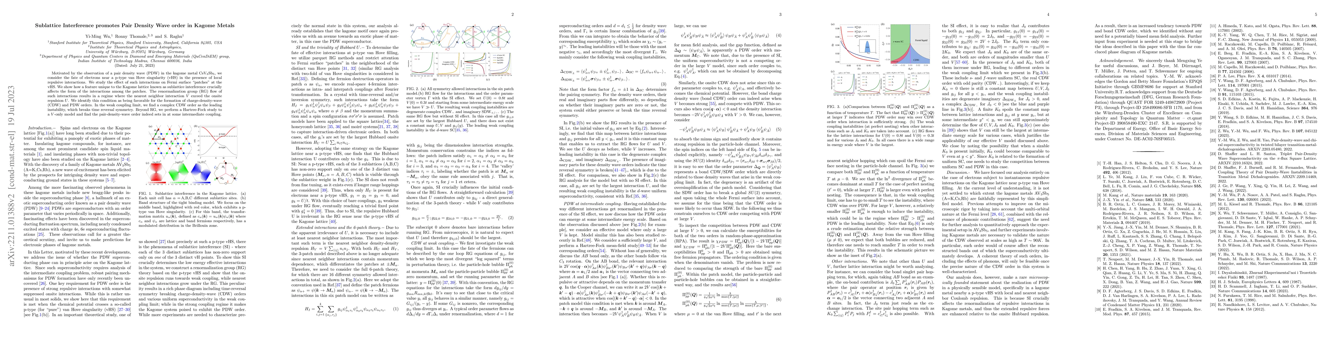 Thumbnail for Sublattice Interference promotes Pair Density Wave order in Kagome
  Metals