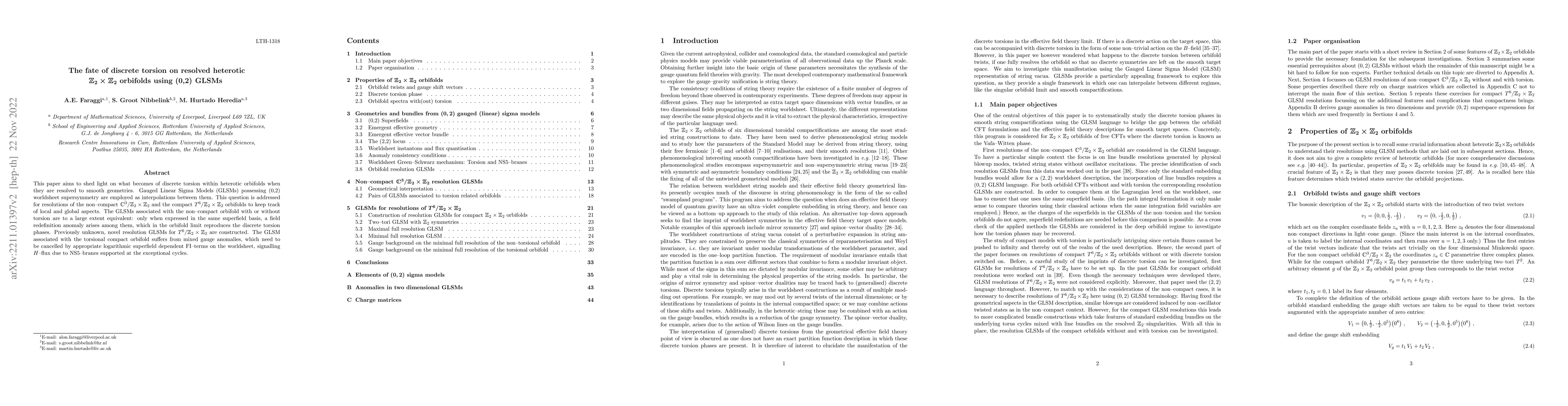 Thumbnail for The fate of discrete torsion on resolved heterotic Z2xZ2 orbifolds using
  (0,2) GLSMs