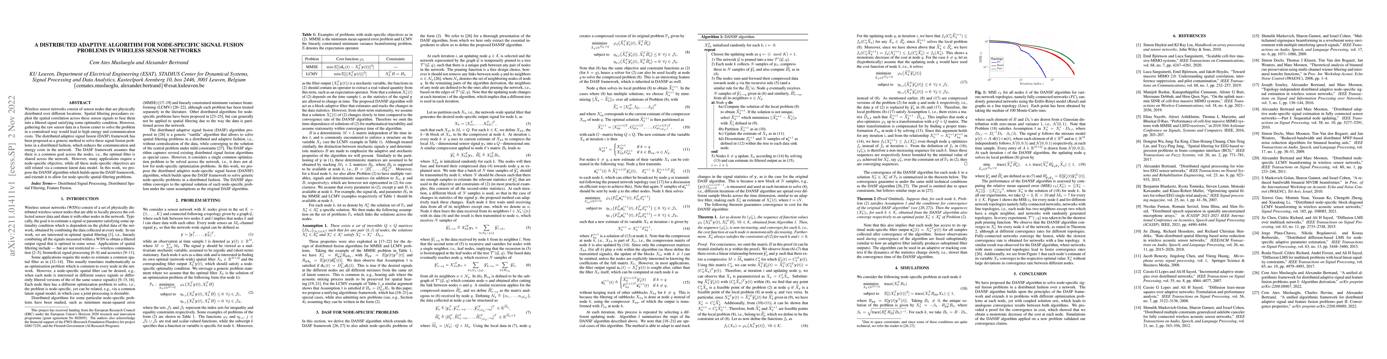 Thumbnail for A Distributed Adaptive Algorithm for Node-Specific Signal Fusion
  Problems in Wireless Sensor Networks