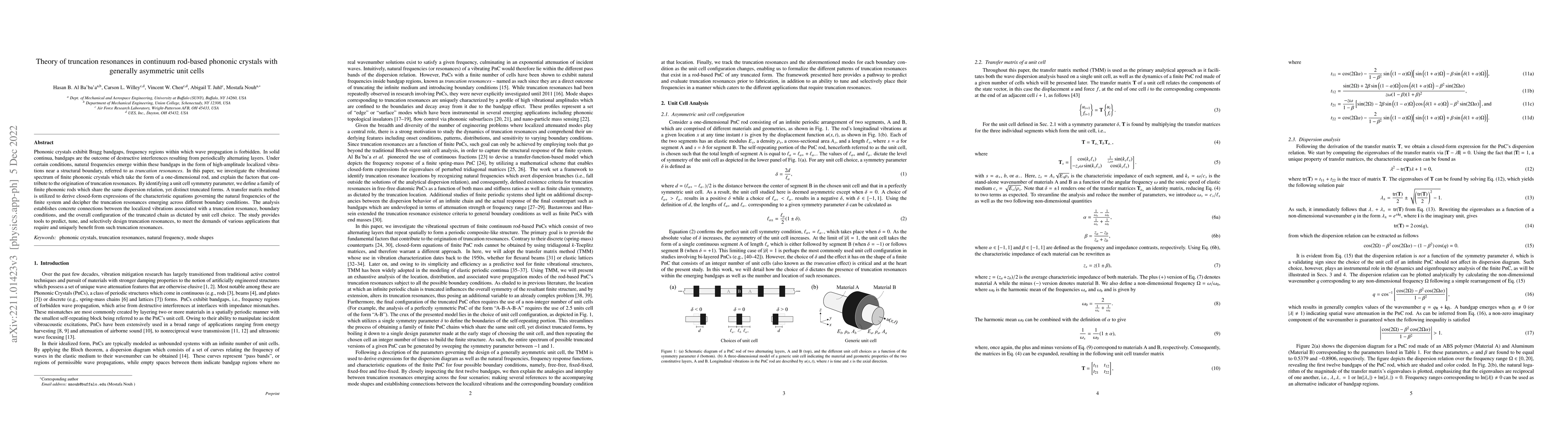 Thumbnail for Theory of Truncation Resonances in Continuum Rod-based Phononic Crystals
  with Generally Asymmetric Unit Cells