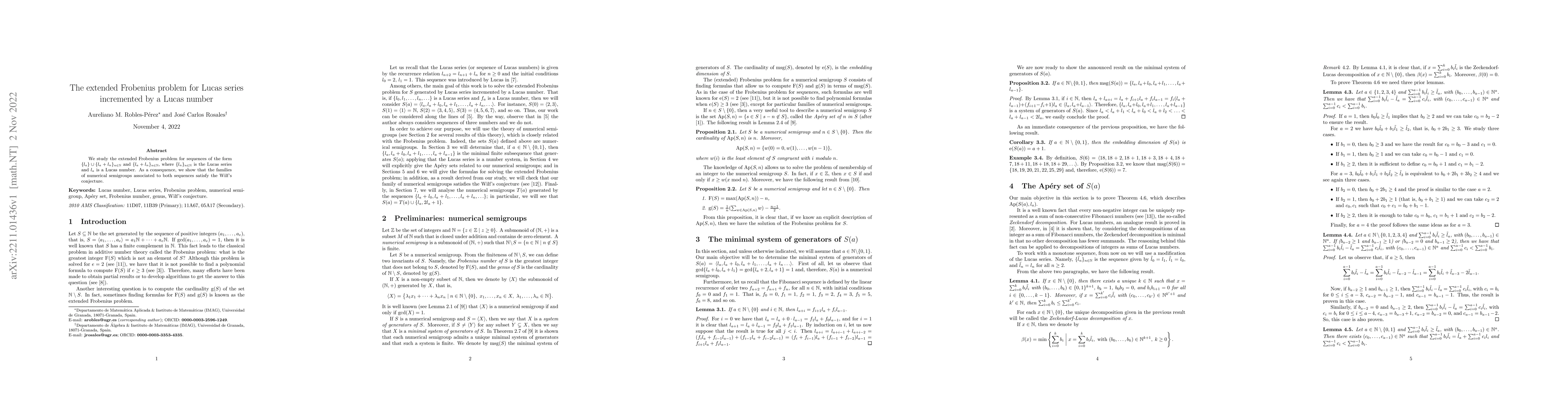 Thumbnail for The extended Frobenius problem for Lucas series incremented by a Lucas
  number
