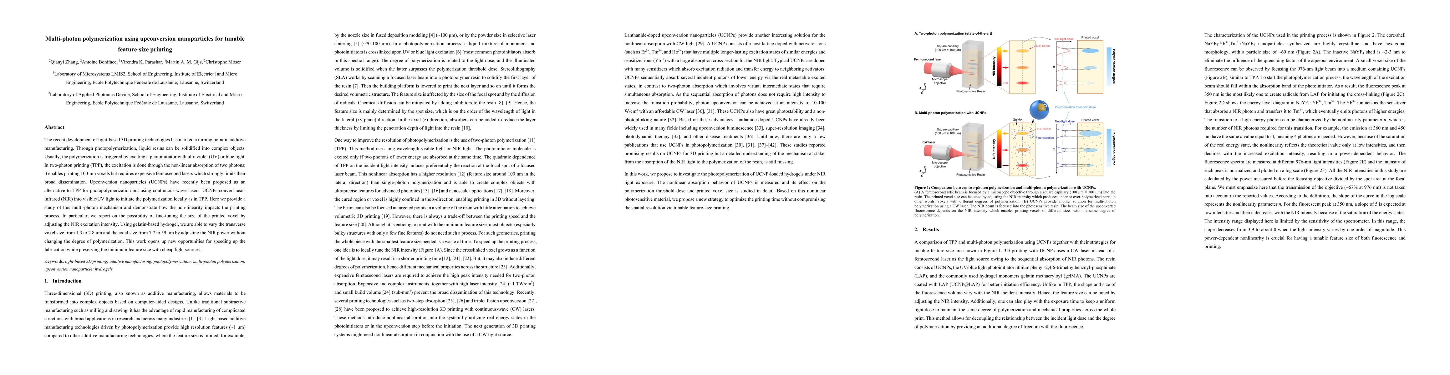 Thumbnail for Multi-photon polymerization using upconversion nanoparticles for tunable
  feature-size printing