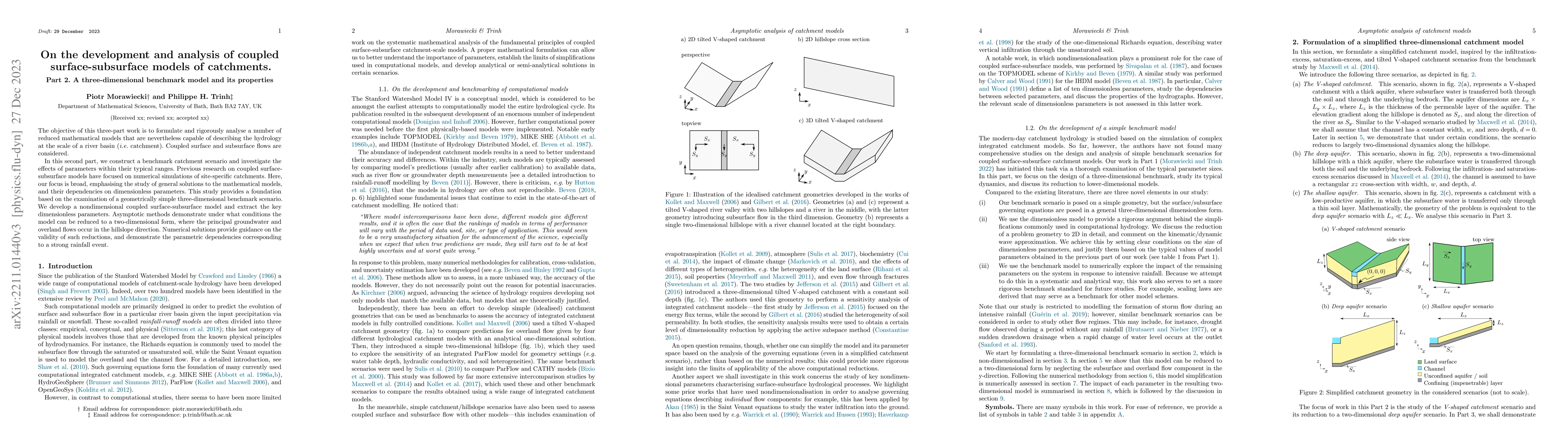 Thumbnail for On the development and analysis of coupled surface-subsurface models of
  catchments. Part 2. A three-dimensional benchmark model and its properties