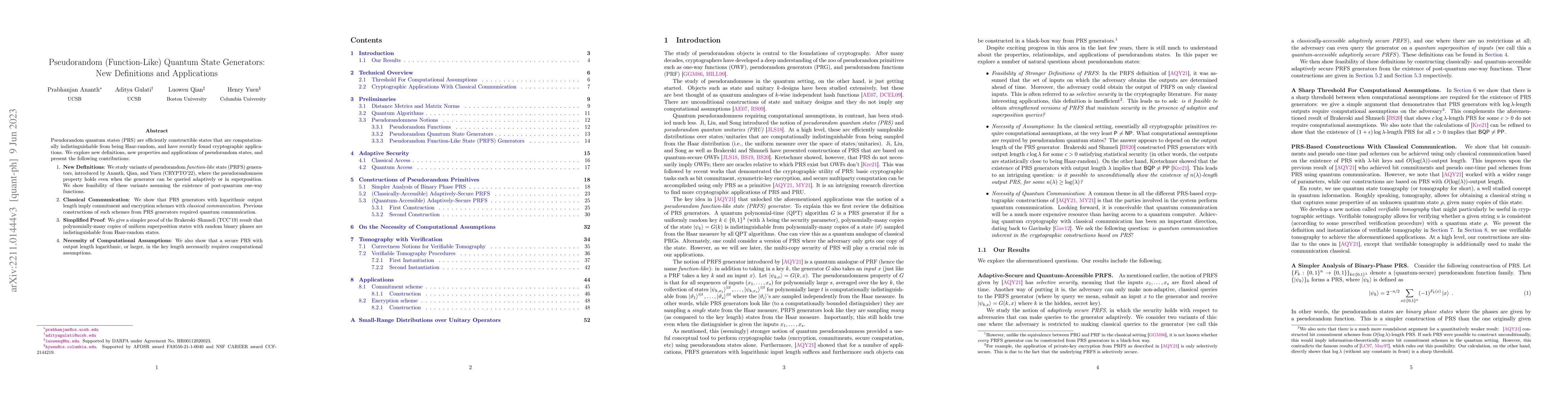 Thumbnail for Pseudorandom (Function-Like) Quantum State Generators: New Definitions
  and Applications