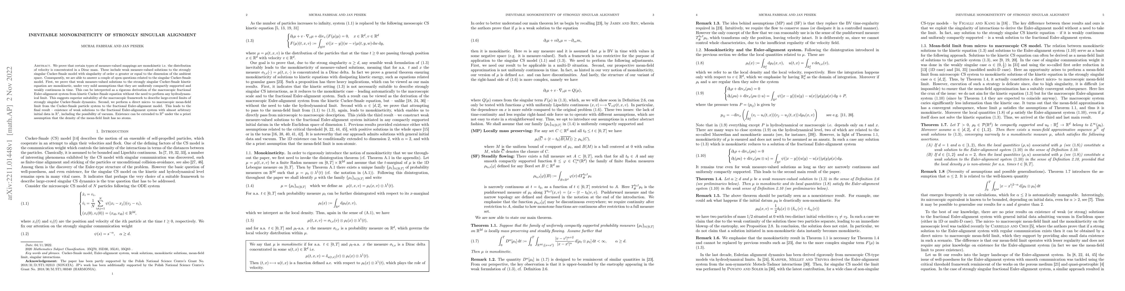 Thumbnail for Inevitable monokineticity of strongly singular alignment