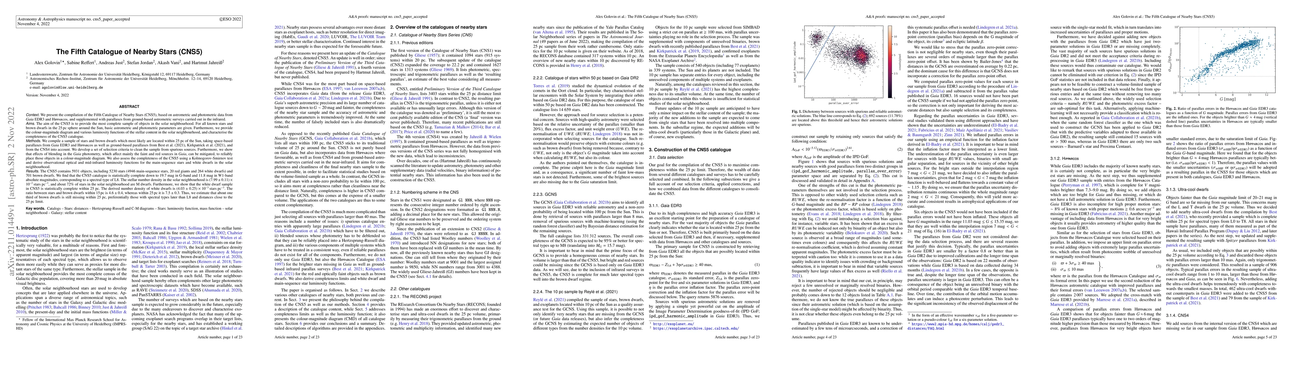 Thumbnail for The Fifth Catalogue of Nearby Stars (CNS5)