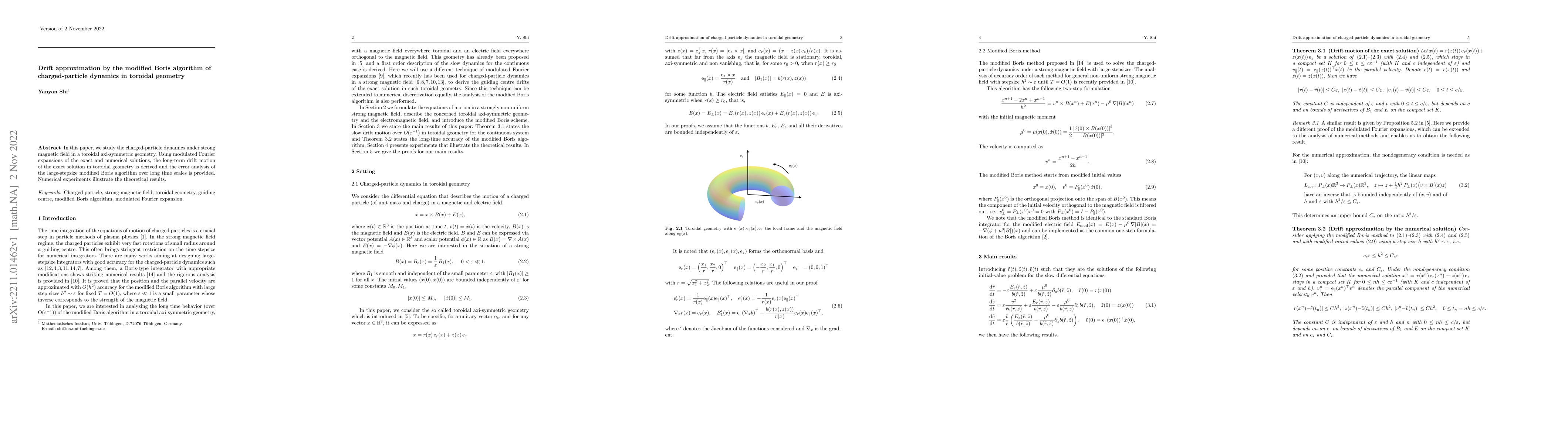 Thumbnail for Drift approximation by the modified Boris algorithm of charged-particle
  dynamics in toroidal geometry