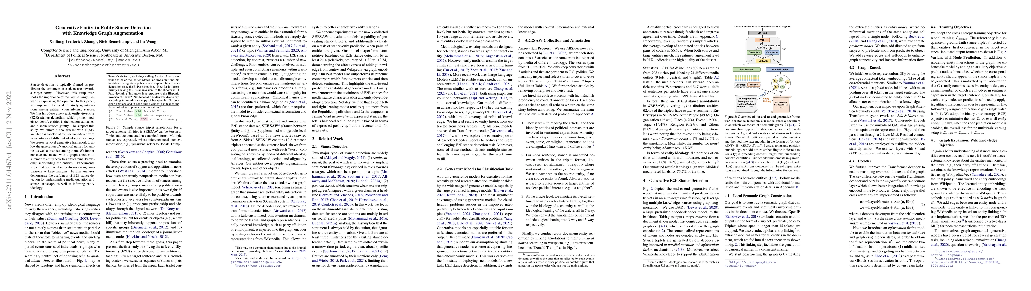 Thumbnail for Generative Entity-to-Entity Stance Detection with Knowledge Graph
  Augmentation