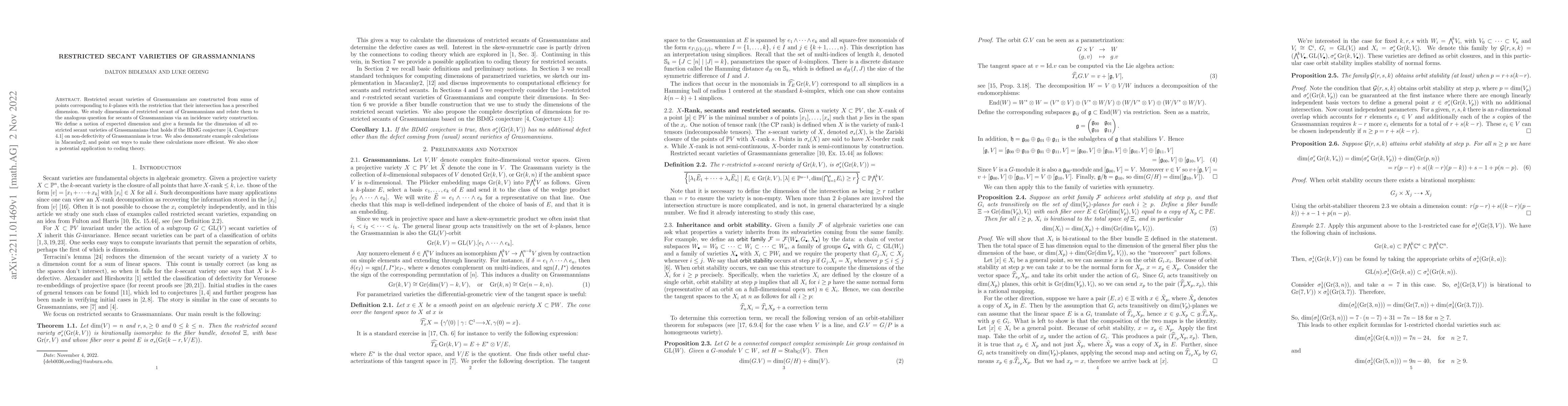 Thumbnail for Restricted Secant Varieties of Grassmannians