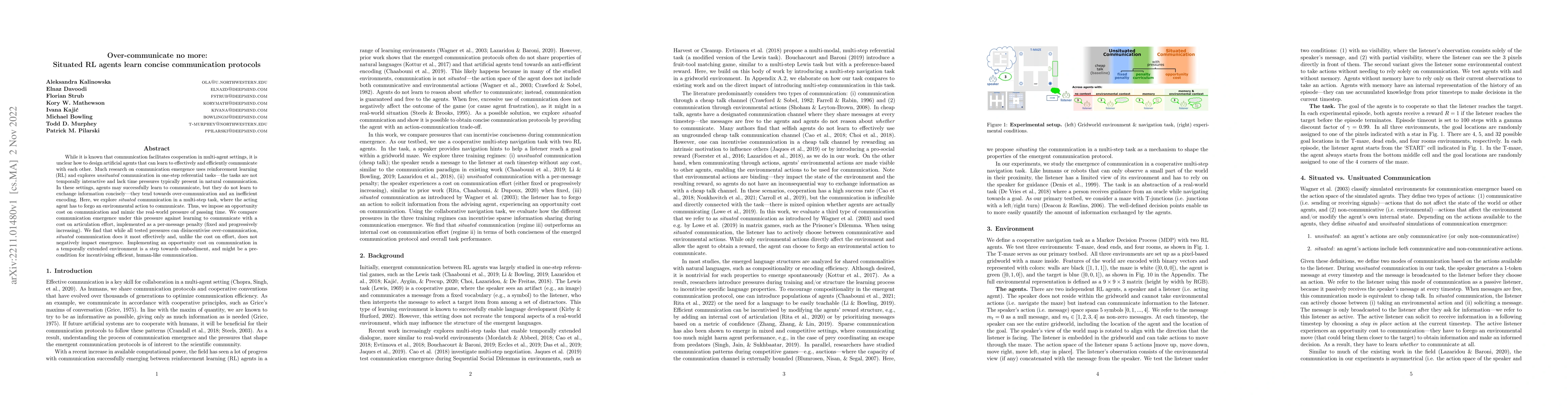 Thumbnail for Over-communicate no more: Situated RL agents learn concise communication
  protocols