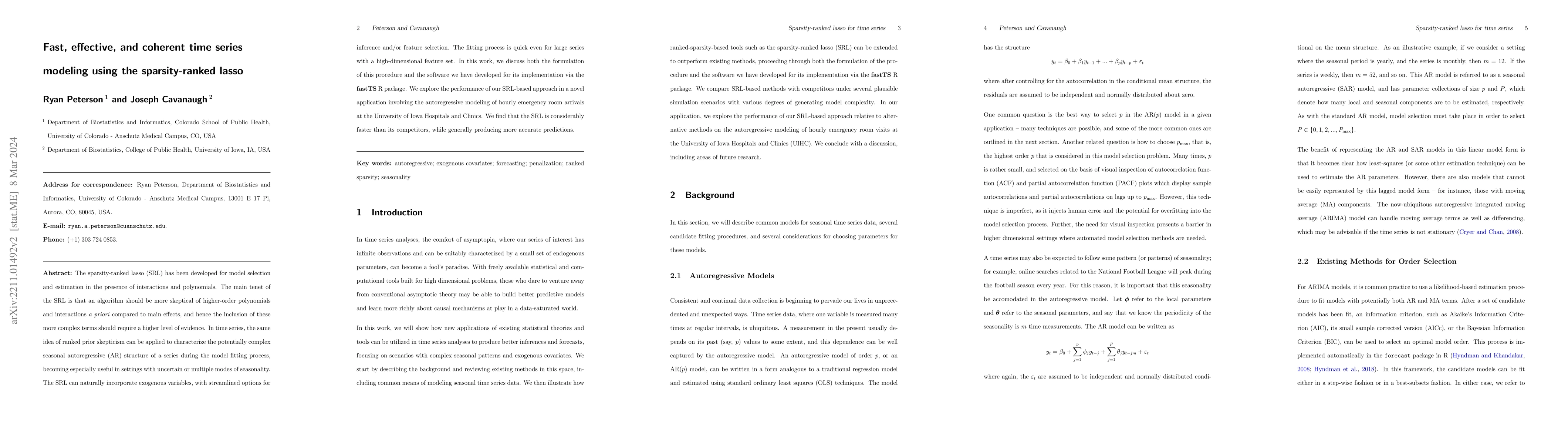 Thumbnail for Fast, effective, and coherent time series modeling using the
  sparsity-ranked lasso