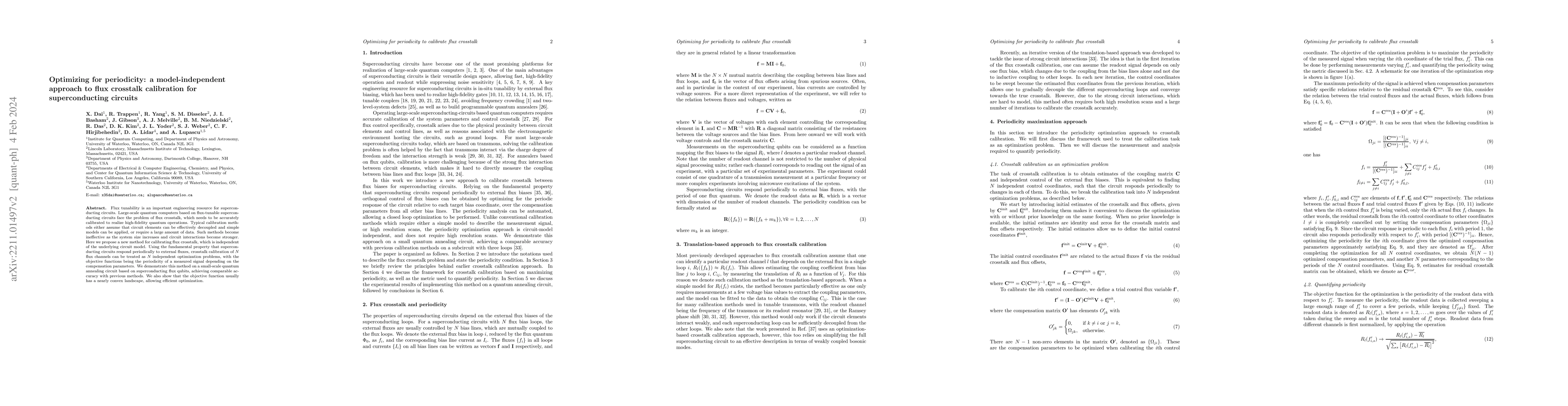 Thumbnail for Optimizing for periodicity: a model-independent approach to flux
  crosstalk calibration for superconducting circuits