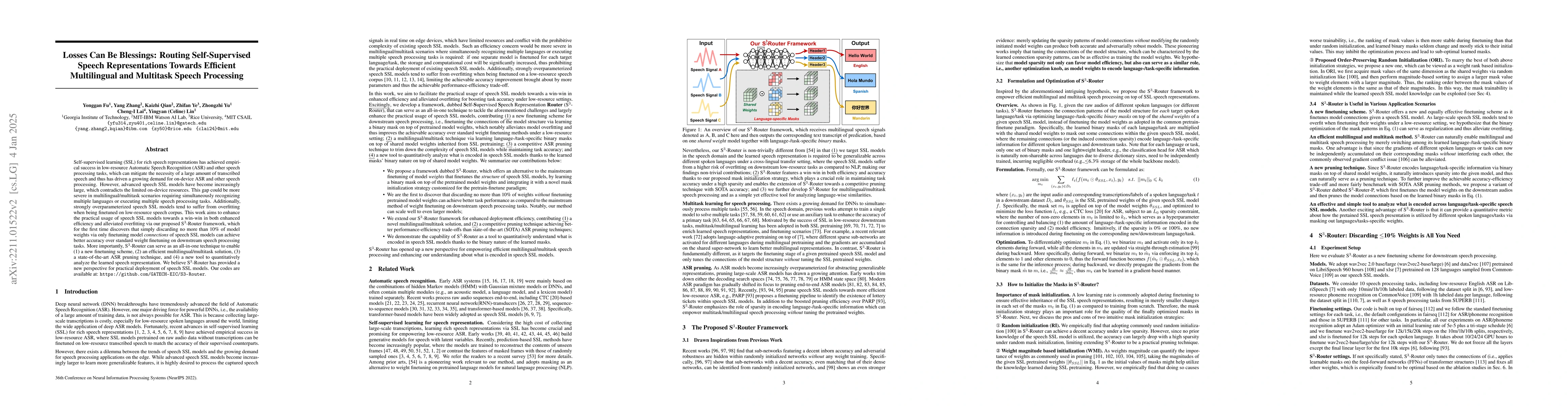 Thumbnail for Losses Can Be Blessings: Routing Self-Supervised Speech Representations
  Towards Efficient Multilingual and Multitask Speech Processing
