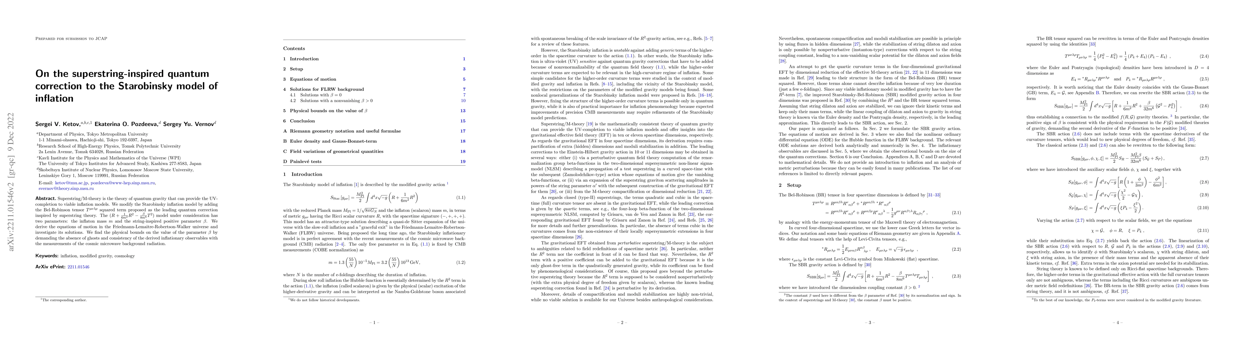 Thumbnail for On the superstring-inspired quantum correction to the Starobinsky model
  of inflation